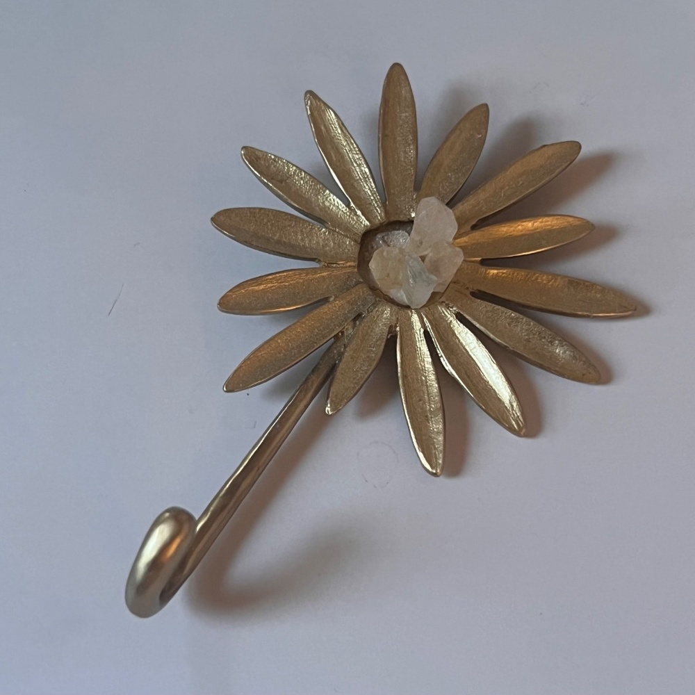 Anthropologie Brass Color Bathroom Hardware - Flower Shape with Pink Quartz